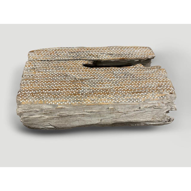 2010s Andrianna Shamaris Teak Wood Shell Inlaid Coffee Table For Sale - Image 5 of 5