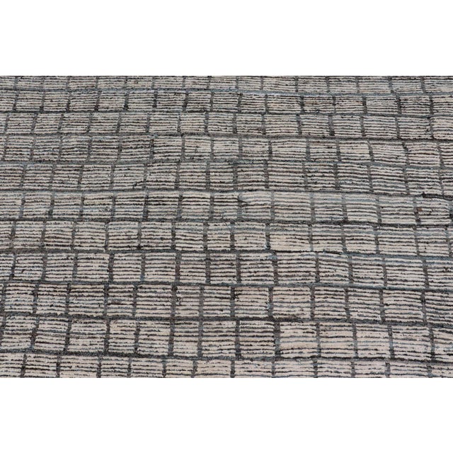 Modern Hand Knotted Rug by Keivan Woven Arts, Steel Blue & White, 9'5" X 11'0 For Sale - Image 9 of 12