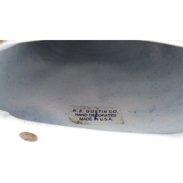 Late 20th Century N. S. Gustin Folk Art Cat Hand-Painted Glazed Figurine For Sale - Image 11 of 12