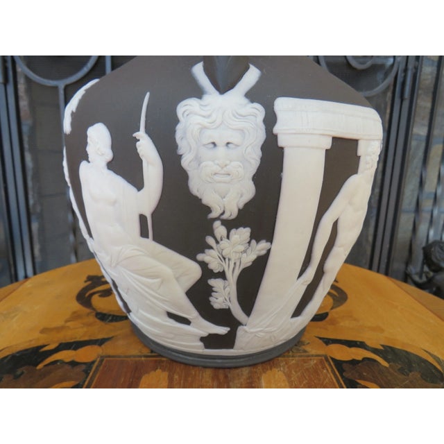 Antique Wedgwood Black Jasperware 10" Portland Vase Peleus & Thetis Phrygian Cap For Sale - Image 17 of 18