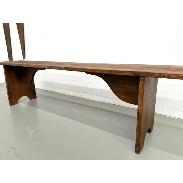 Brown Large Pine Farm Bench, 1950s For Sale - Image 8 of 16