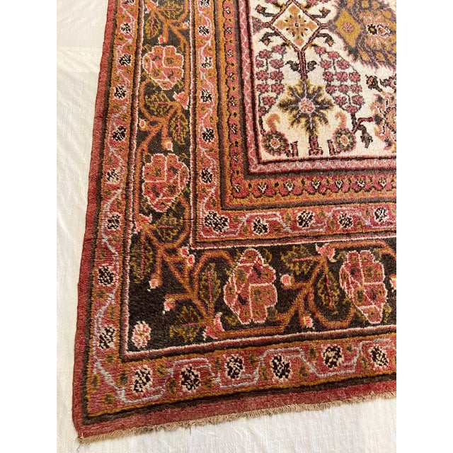 Textile 1920s Antique Indian Floral Design Rug For Sale - Image 7 of 9