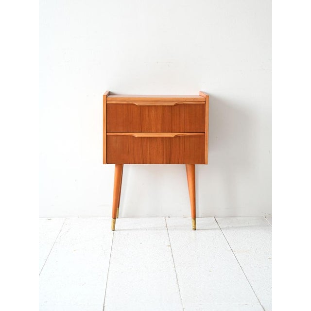 Scandinavian Teak Bedside Table with Brass Details, 1950s For Sale - Image 9 of 9