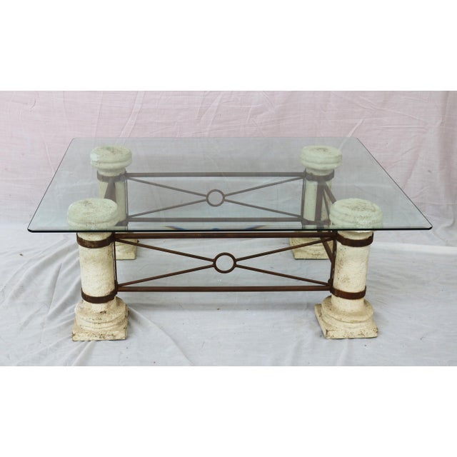 Postmodern Rectangular Coffee Table with Crystal Glass Top For Sale - Image 4 of 8