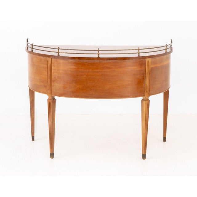 Brown Biedermeier Style Demilune Walnut Desk For Sale - Image 8 of 9