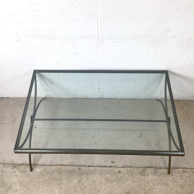 Sculptural Patinated Iron and Beveled Glass Coffee Table For Sale In Philadelphia - Image 6 of 14