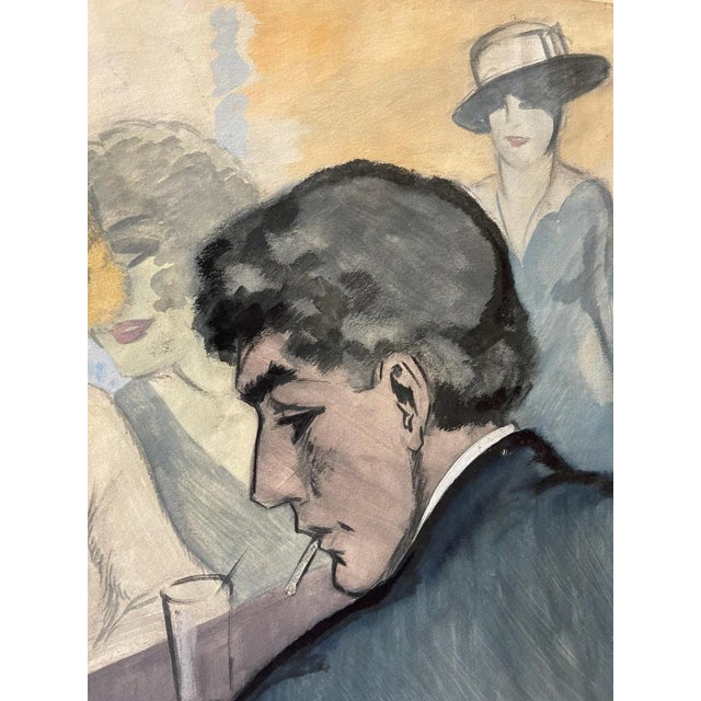 Antonius Johannes Kristians, At the Bar, 1920s, Gouache on Paper For Sale - Image 4 of 7