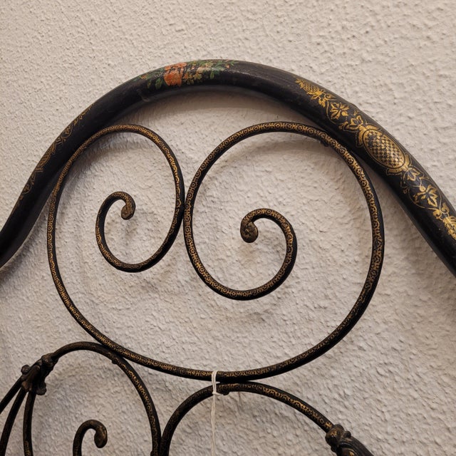 Black 19th Century Bristol Wrought Iron Headboard with Floral Motifs, United Kingdom, 1890s For Sale - Image 8 of 14