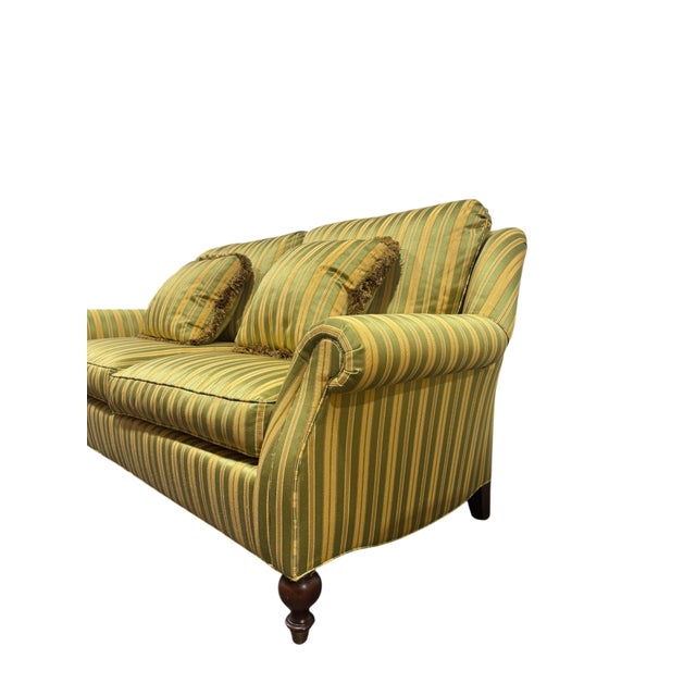 Sherrill Furniture Sherrill Loveseat / Sofa With Fine Striped Upholstery For Sale - Image 4 of 10