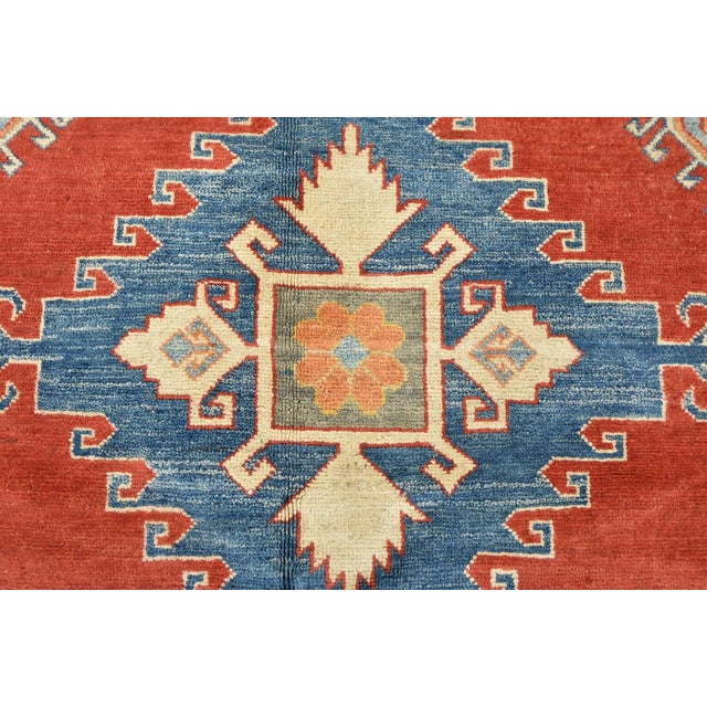 Kazak Rug 8' X 11'2'' Red Wool Geometric Hand-Knotted Oriental Carpet For Sale - Image 9 of 12