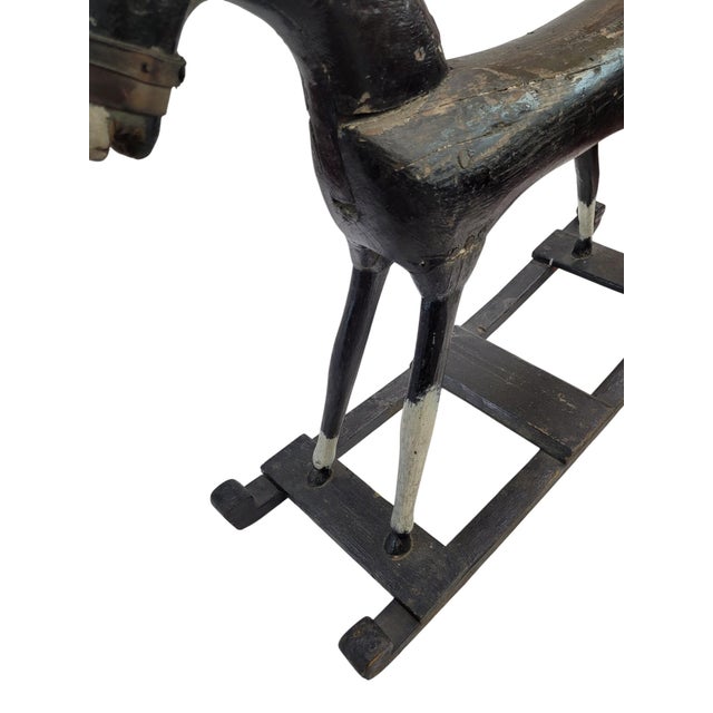 Antique Primitive Folk Art Wood Rocking Horse Late 19th / Early 20th Century For Sale - Image 10 of 15