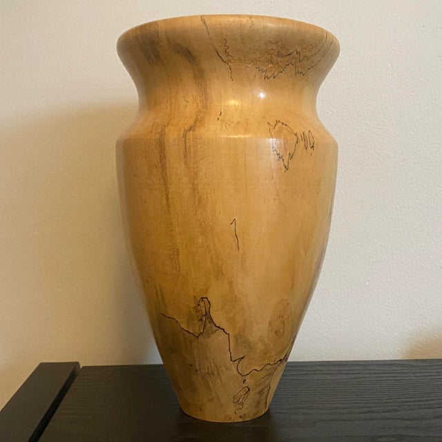 Artisan Made Spalted Maple Turned Wood Vase For Sale In Philadelphia - Image 6 of 13