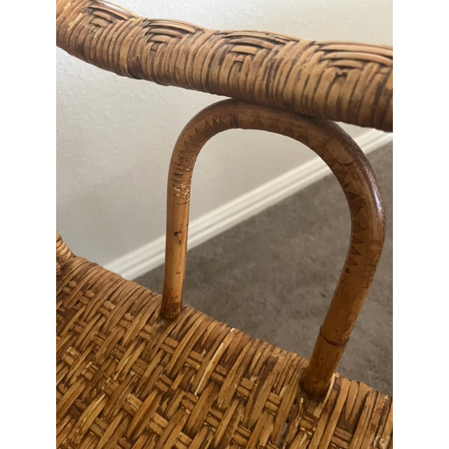 1990s Woven Wicker and Rattan Arm Chair For Sale - Image 9 of 10