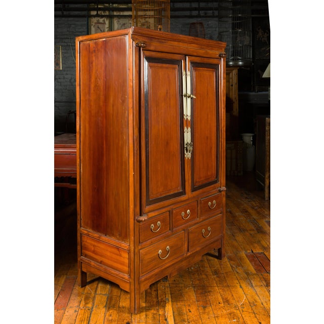 Chinese Chinese Two-Toned Cabinet with Doors and Five Drawers from the 20th Century For Sale - Image 3 of 13