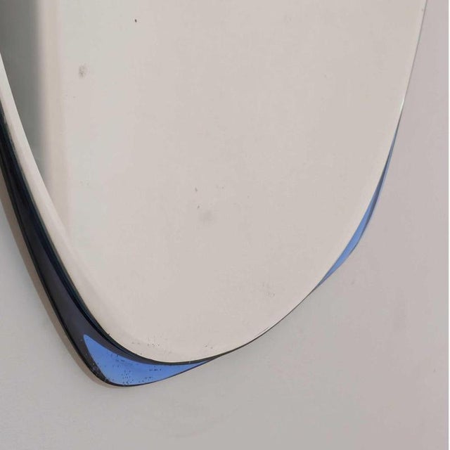 1970s Space Age Italian Cobalt Blue Mirror Curved Glass in the style of Cristal Art, 1970s For Sale - Image 5 of 7