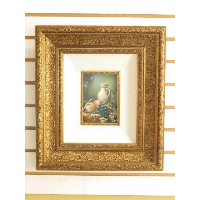 Bronze 1990s Still Life Gold Framed Oil on Board Painting For Sale - Image 8 of 8