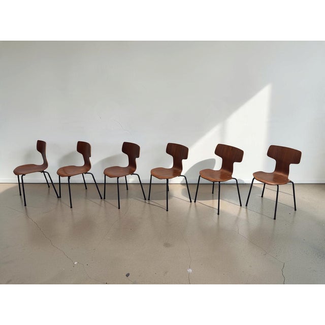 Black Vintage Model 3103 Dining Chairs by Arne Jacobsen for Fritz Hansen, 1960s, Set of 6 For Sale - Image 8 of 18