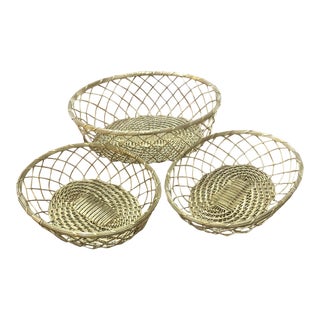 Vintage Brass Nesting Baskets -A Set of 3 For Sale