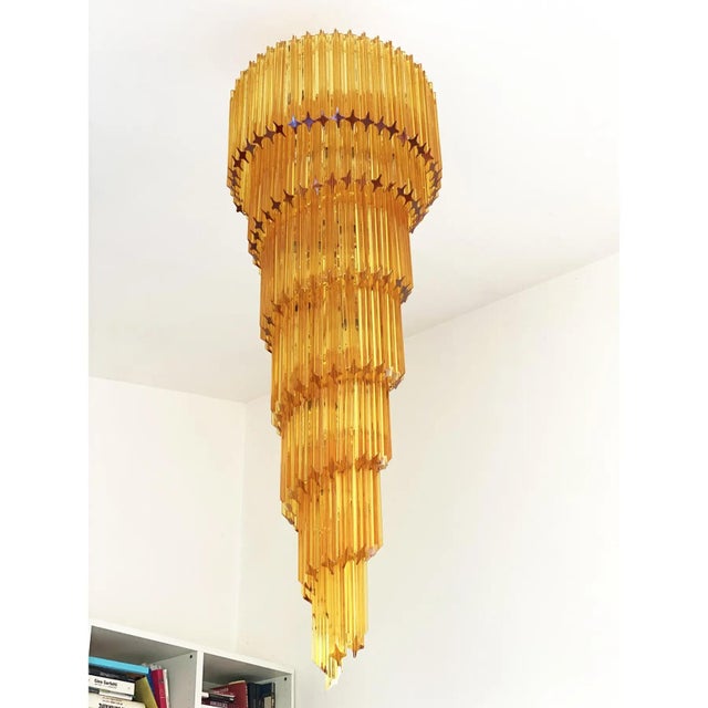 Amber Quadriedro Murano Glass Twister Chandelier by Simoeng For Sale - Image 6 of 9