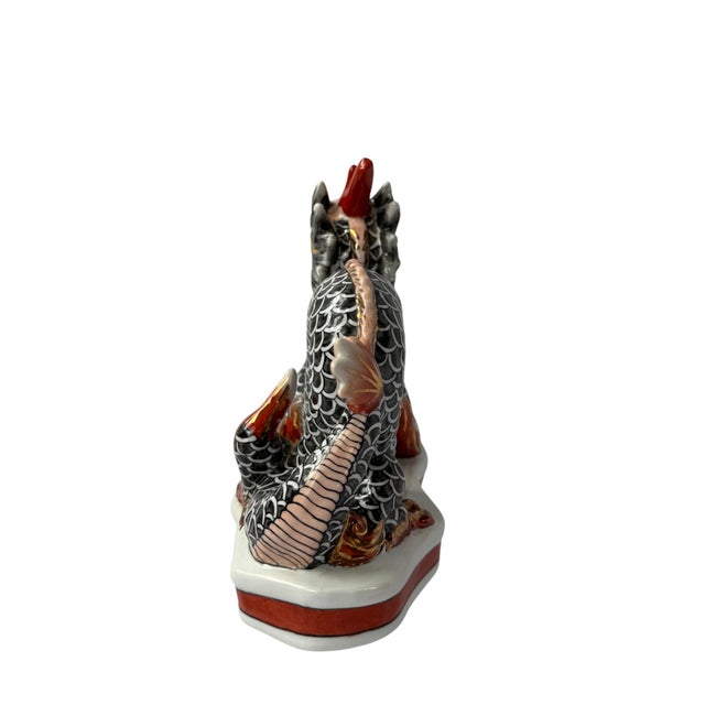 Chinoiserie Vintage Gump's Chinese Porcelain Dragon Figurine With Gold Accents For Sale - Image 3 of 9