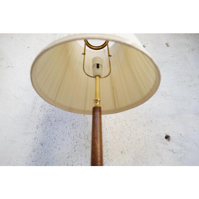 Wood Mid-Century Brass & Polished Wood Floor Lamp from Böhlmarks, Sweden, 1940s For Sale - Image 7 of 12