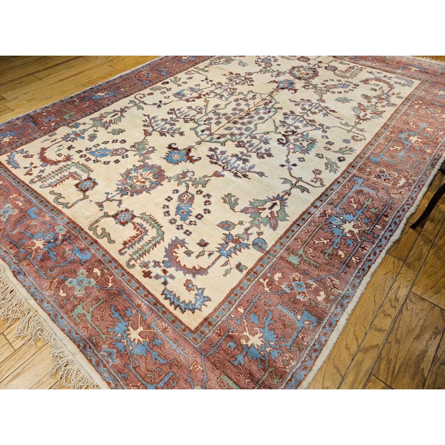 Turkish Vintage Turkish Oushak Rug, Handwoven Wool, Allover Geometric Design, 10' x 14' For Sale - Image 3 of 13