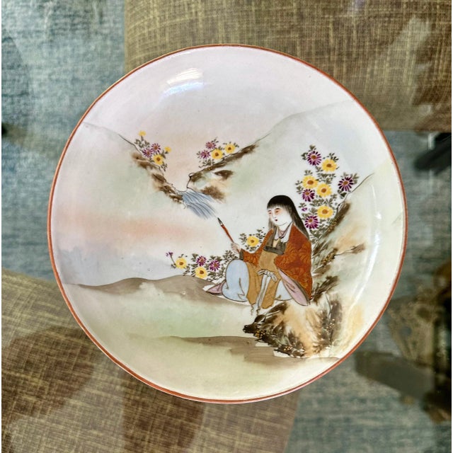 Pair Antique Japanese Early Meiji Porcelain Figural Bowls For Sale - Image 4 of 12