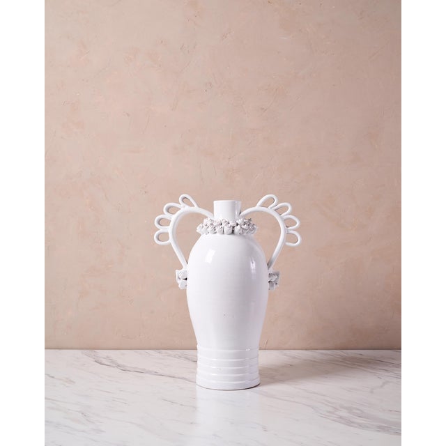 Contemporary Italian Ceramic Vase "Marria" by Valentina Cameranesi & Walter Usai in White For Sale - Image 3 of 11
