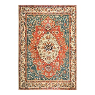 Phenomenal Red and Blue Color With Medallion Design Antique Sarouk Farahan Rug For Sale