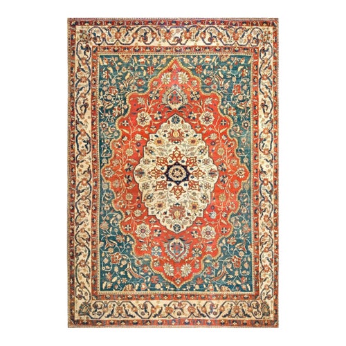Phenomenal Red and Blue Color With Medallion Design Antique Sarouk Farahan Rug