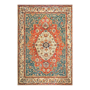 Phenomenal Red and Blue Color With Medallion Design Antique Sarouk Farahan Rug