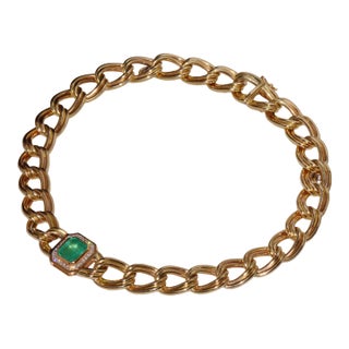 Gia Certified Natural 6.91Cts Colombian Emerald & Diamond 14k Italian Gold Statement Necklace For Sale