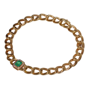 Gia Certified Natural 6.91Cts Colombian Emerald & Diamond 14k Italian Gold Statement Necklace