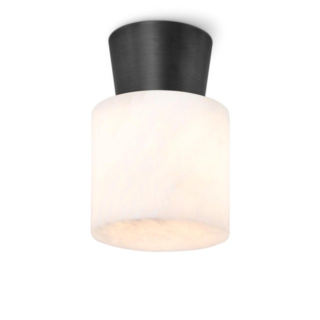 Hazel Alabaster Flush Mount, Oil Rubbed Bronze For Sale In Detroit - Image 6 of 6