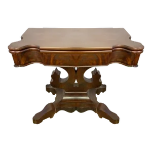Late 19th Century Empire-Style Swivel Top Mahogany Game Table