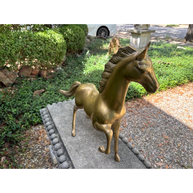 1960s Large Hollywood Regency Brass Horse Sculpture For Sale - Image 10 of 10