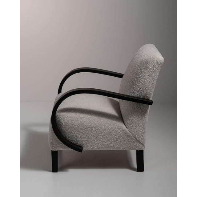 Mid 20th Century 20th Century Czech Republic Dove Grey Bentwood-Arm Lounge Chair For Sale - Image 5 of 11