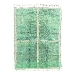 Moroccan Mrirt Green Rug, 2010s For Sale