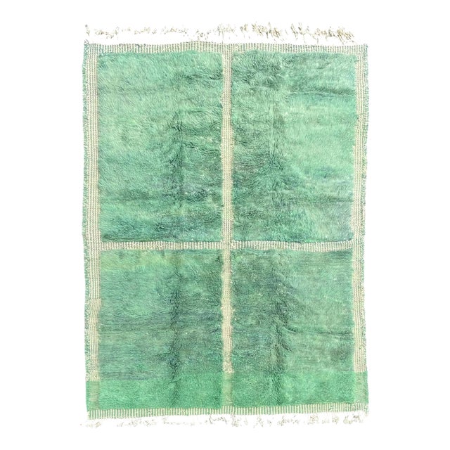 Moroccan Mrirt Green Rug, 2010s For Sale