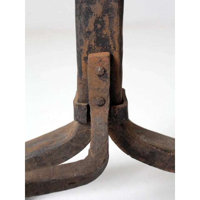 Metal Antique Wrought Iron Andirons For Sale - Image 7 of 11