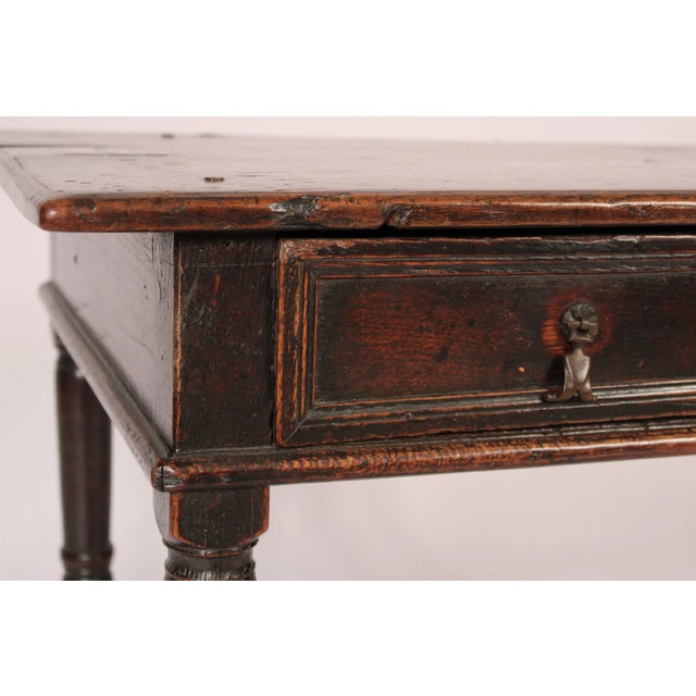 Wood Antique William and Mary Oak Side Table For Sale - Image 7 of 12
