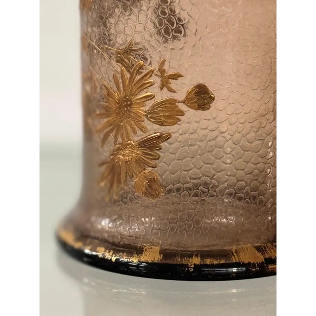 French Art Nouveau Gilt Floral Blown-Glass Vase Martelé, Legras, 1900s For Sale - Image 9 of 10