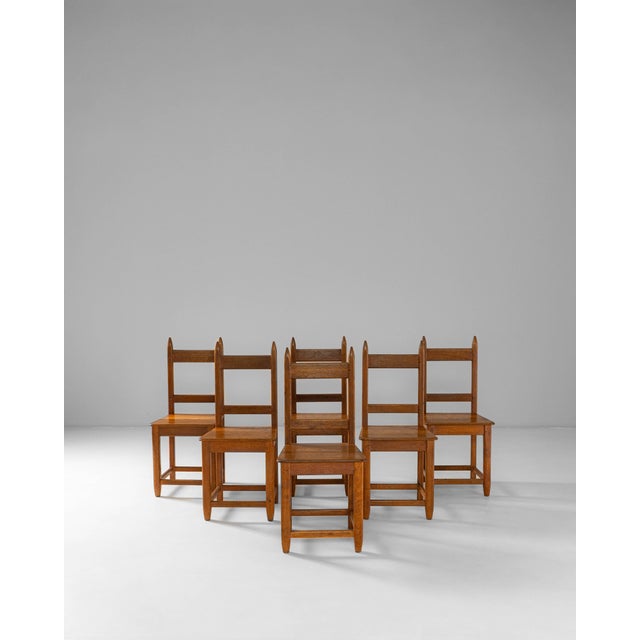 1970s French Brutalist Oak Dining Chairs In Original Patina - Set of 6 For Sale - Image 16 of 18