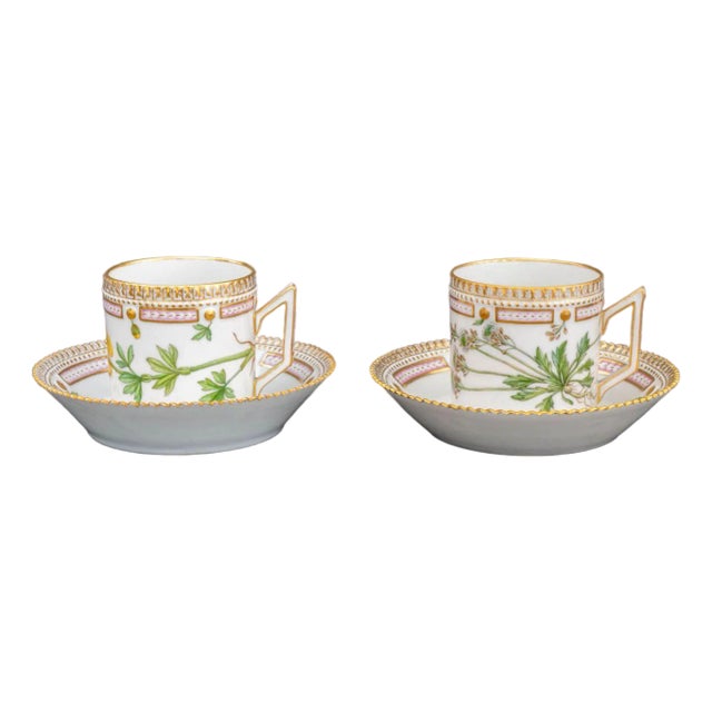 Royal Copenhagen "Flora Danica" Teacups, Pair For Sale