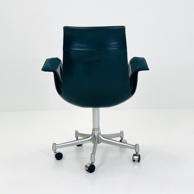 Mid-Century Dark Green Model 6727 Tulip Desk Chair by Preben Fabricius & Jørgen Kastholm for Walter Knoll, 1960s For Sale - Image 4 of 11