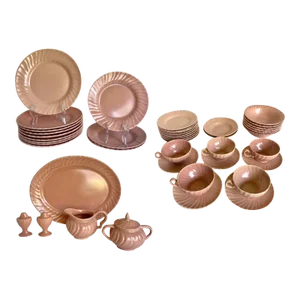 44 Pieces - 1940's Pink Franciscan Coronado Dinnerware and Serving Set