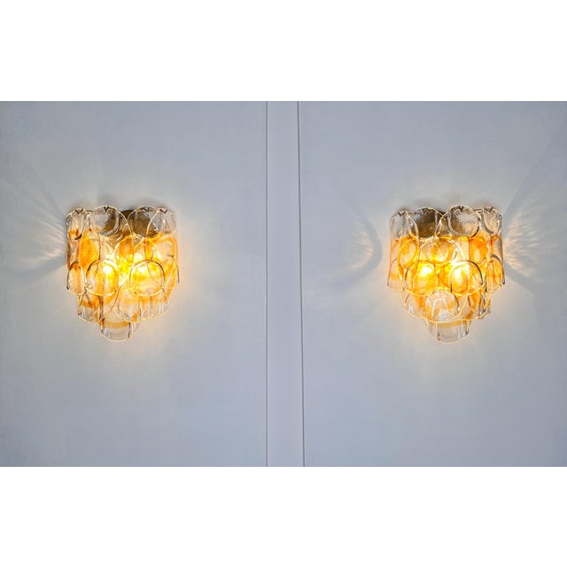 Vintage Italian Murano Wall Lights with 10 Amber Trasparent Glasses, 1990s, Set of 2 For Sale - Image 15 of 18
