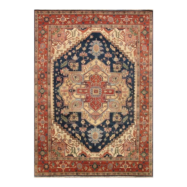 Pasargad Home Serapi Navy Wool Area Rug- 8' 0'' X 10' 1'' For Sale