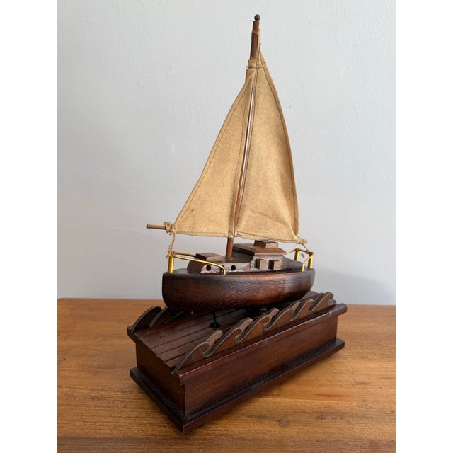 Mid 20th Century Nautical Music Box With Animated Sailboat For Sale - Image 4 of 11