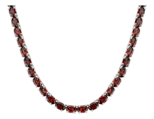 Carat&her Vintage Inspired 37.59 Ct Oval Garnet Tennis Necklace in 925 Silver